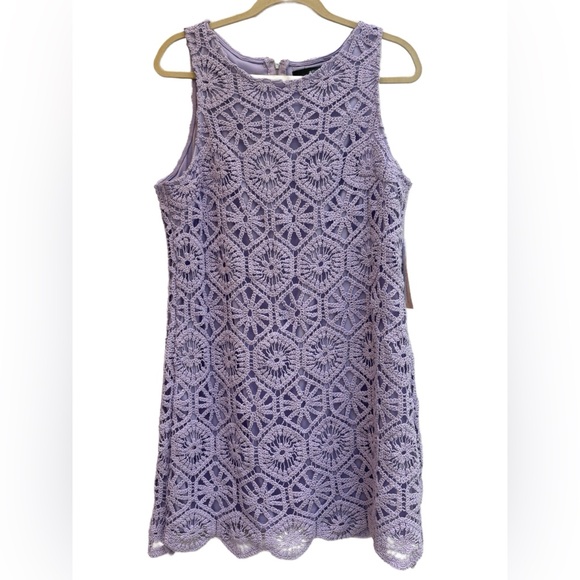Aqua “Crochet Shift Dress” NWT in lilac, 100% Cotton, Bloomingdale’s exclusive! - Picture 3 of 10